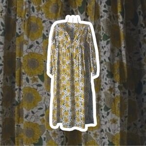 Canon Floral Long Sleeve Dress in Yellow and White